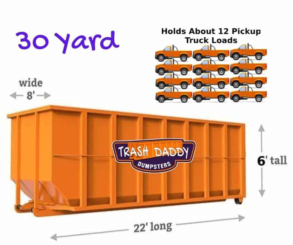 30 yard dumpster dimensions