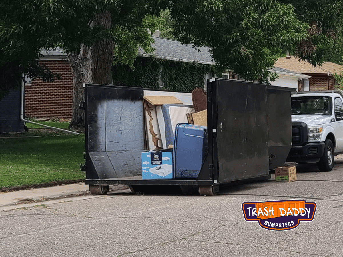 dumpster rental with door open